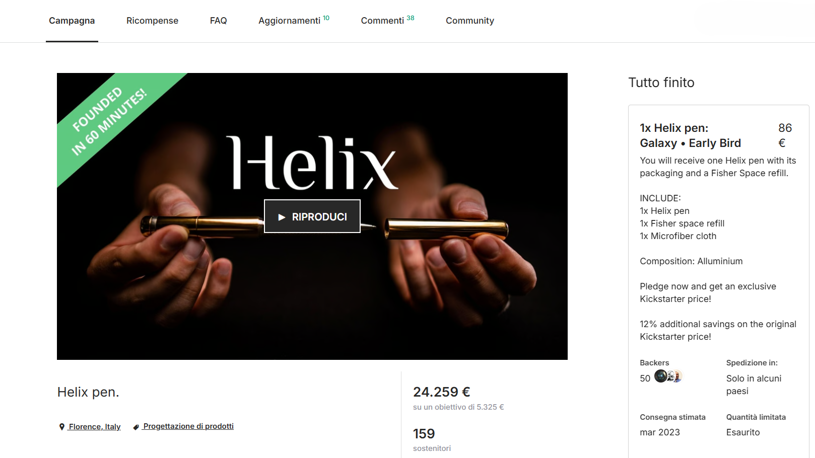 Campagna Kickstarter Helix Pen Marco Romano